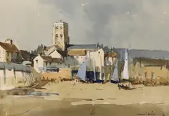 Shoreham, Sussex by Edward Wesson, ink and watercolour, sold Mar 2023