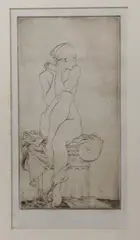 Drypoint etching by William Russell Flint, etching, sold Mar 2023