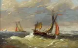 Shipping at seaoil on panelsigned14 by Charles-Louis Verboeckhoven, oil on panel, sold Mar 2023