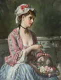 Far away thoughts by Jules Salles, Oil on canvas relined within the past, sold Mar 2023