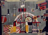 Design for Vsevolod Meyerhold’s 1921 production of George by Sergei Eisenstein, ink and watercoloursigned, sold Mar 2023
