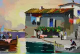 Dawn Fishermen at Cassis by Cecil Rochfort D'Oyly-John, oil on canvas, sold Mar 2023
