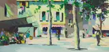 Near Flower Market in Cannes, South of France by Cecil Rochfort D'Oyly-John, oil on canvas, sold Mar 2023