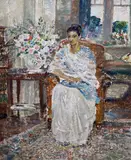 Thought Weaving by Margaret Fisher Prout, oil on board, sold Mar 2023
