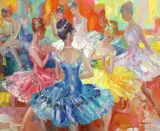 Corps de Ballet by John Strevens, oil on canvas, sold Mar 2023