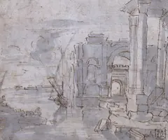 Landscape with buildingspen and black ink with grey wash on by Claude Lorrain, ink, sold Mar 2023