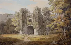 Berry Pomeroy Castle, Devon by John White Abbott, 1791, watercolour and ink, sold Mar 2023