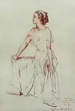 Study of a seated womanconté by William Russell Flint, watercolor, sold Mar 2023