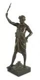 Per Laborem' modelled as a classical athlete holding aloft a laurel sprig by Émile Louis Picault, bronze, sold Mar 2023