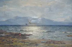 Afternoon on the Firth of Clyde, looking to Arran by Duncan Cameron, oil on canvas, sold Mar 2023
