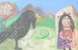 Scarecrow by Samira Abbassy, pencil and watercolour, sold Mar 2023