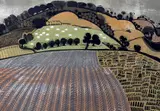 Hill at Woodlands by Graham Clarke, woodcut, sold Mar 2023
