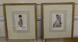 Studies of 18th century ladies in elaborate outfits, 12 x 8cm by John Collett, watercolor, sold Mar 2023