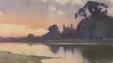 View of The Thames and Eton College Chapel at sunset by Carleton Grant, print (other), sold Mar 2023
