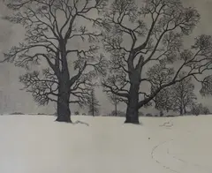 Winter Trees by Francis Robert Kelly, etching, sold Mar 2023