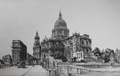 St Paul's Cathedral 1942 by Henry Rushbury, etching, sold Mar 2023