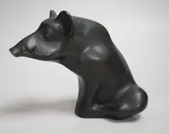 A limited edition cast Bronze model of a Boar by Claude Lhoste, Bronze model of a Boar, numbered, sold Mar 2023
