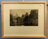 Alnwick Castle, aquatint by Leonard Russell Squirrell, pencil, offered Jun 2023