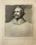 Portrait of Anthony Van Dyck by Ernest Alfred Benney, etching, sold Jun 2023