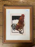 Cockerel by H.J Jackson, linocut, sold Jun 2023
