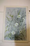Study of flowers and grasses, oil on canvas, set in a white painted frame by P Robertson, OIL ON CANVAS, sold May 2023
