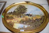 Rural scene with figures and horse and cart, oil on canvas, oval gilt frame by Th Century Study, OIL ON CANVAS, sold May 2023