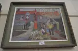 Terraced cottage garden, oil on canvas, framed by Muriel Inwood, OIL ON CANVAS, sold May 2023