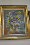 Floral still life , oil on canvas, framed by Muriel Inwood, OIL ON CANVAS, sold May 2023