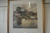 Watercolour, f/g by Moored Boats With Sheds Beyond, WATERCOLOUR, sold May 2023