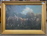 Horse riders by Geoffrey Mortimer, oil on canvas, offered May 2023
