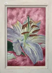 Still life of flowers by Paul Robinson, oil on board, offered May 2023