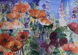 Poppies and flowers by Wendy Shawyer, watercolour, sold May 2023