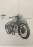 Matchless Silver Hawk by John A.Watson, 2016, pencil on paper, offered May 2023