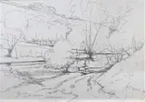 The Dove Near Hartington, Debyshire by Jason Partner, ink on paper, offered May 2023
