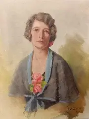 Portrait of a lady by Guy Lipscombe, 1937, oil on canvas, sold Apr 2023