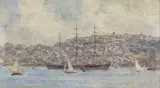 Cutty Sark, falmouth by Henry Scott Tuke, 1926, watercolour, sold Apr 2023
