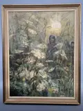 A trio of female figures in amongst a flowering by Dorothy Lockwood, drawing, sold Apr 2023