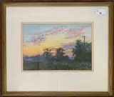 Sunset pastel, initialed and dated '87, approx by Margaret Glass, pastel, sold Apr 2023