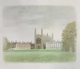 Kings College, Cambridge, chromolithograph, numbered 122/200 and signed in pencil,16x20ins, framed and glazed by David Gentleman Rdi, pencil, sold Apr 2023