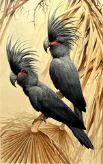 Pair of Palm Cockatoo by David Ord Kerr, oil on board, sold Apr 2023