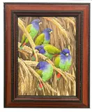 Blue Headed Parrot's by David Ord Kerr, oil on board, sold Apr 2023