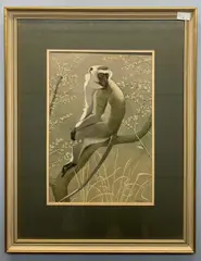 Black Faced Vervet by Noel William Cusa, watercolour, sold Apr 2023