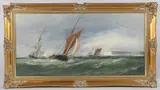 Shipping off a chalk cliff headland watercolour by Charles Taylor, watercolour, sold Apr 2025