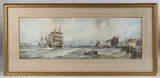 Shipping at the entrance to Portsmouth Harbour by Thomas Bush Hardy, watercolour, offered Apr 2025