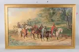 A scene from Ivanoe, procession of horse riders on a woodland path watercolour, 60cm x 100cm by George Henry Laporte, watercolour, offered Apr 2025