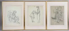 Drawings in charcoal by Charles James McCall, charcoal, offered Apr 2025