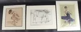Ballerina, Coloured pastels, 43cm x 29cm Life study, crayon, 35cm x 32.5cm Study of a horse, 30cm x 40cm all signed by Franco Matania, drawing, sold Apr 2025