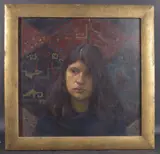 Head and shoulder portrait of a model when a student at Royal Academy oil on canvas 21.5" x 22.25" (54cm x 56cm) by Jane Bond, oil on canvas, sold Mar 2025