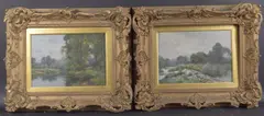 Guilford on Avon' and ' The Avon at Weston' pair of oils on canvas boards by Sidney Valentine Gardner, oil, sold Mar 2025