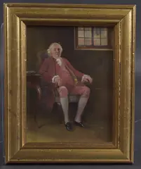 Portrait of a seated gentleman by August Knoop, oil on board, sold Mar 2025